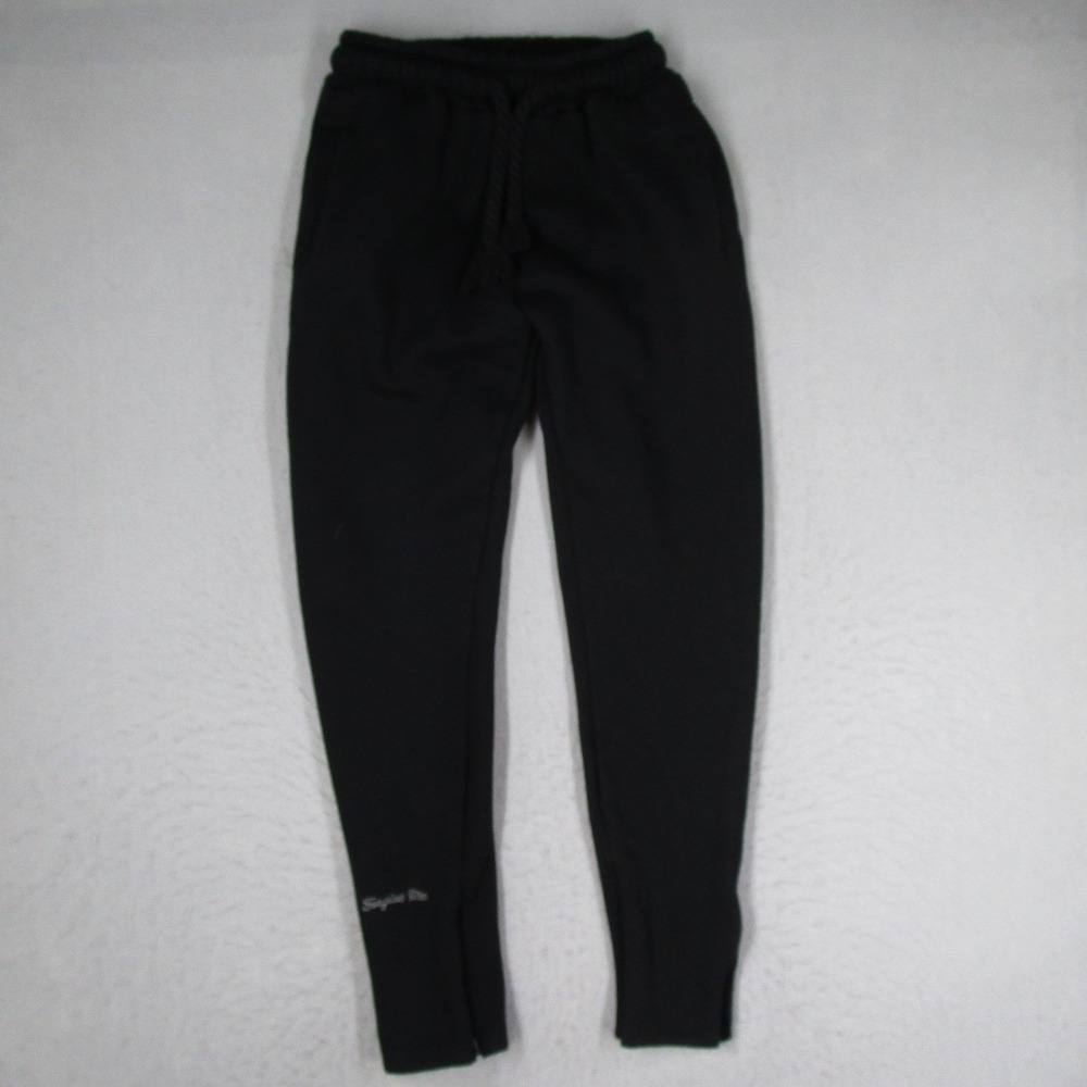 Syna World Mens Black Forgive Me Embroidered Zipper Ankle Sweatpants S